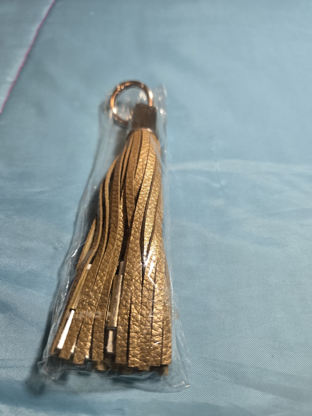 gold leather tassel Keychain With iPhone Charger Inside New